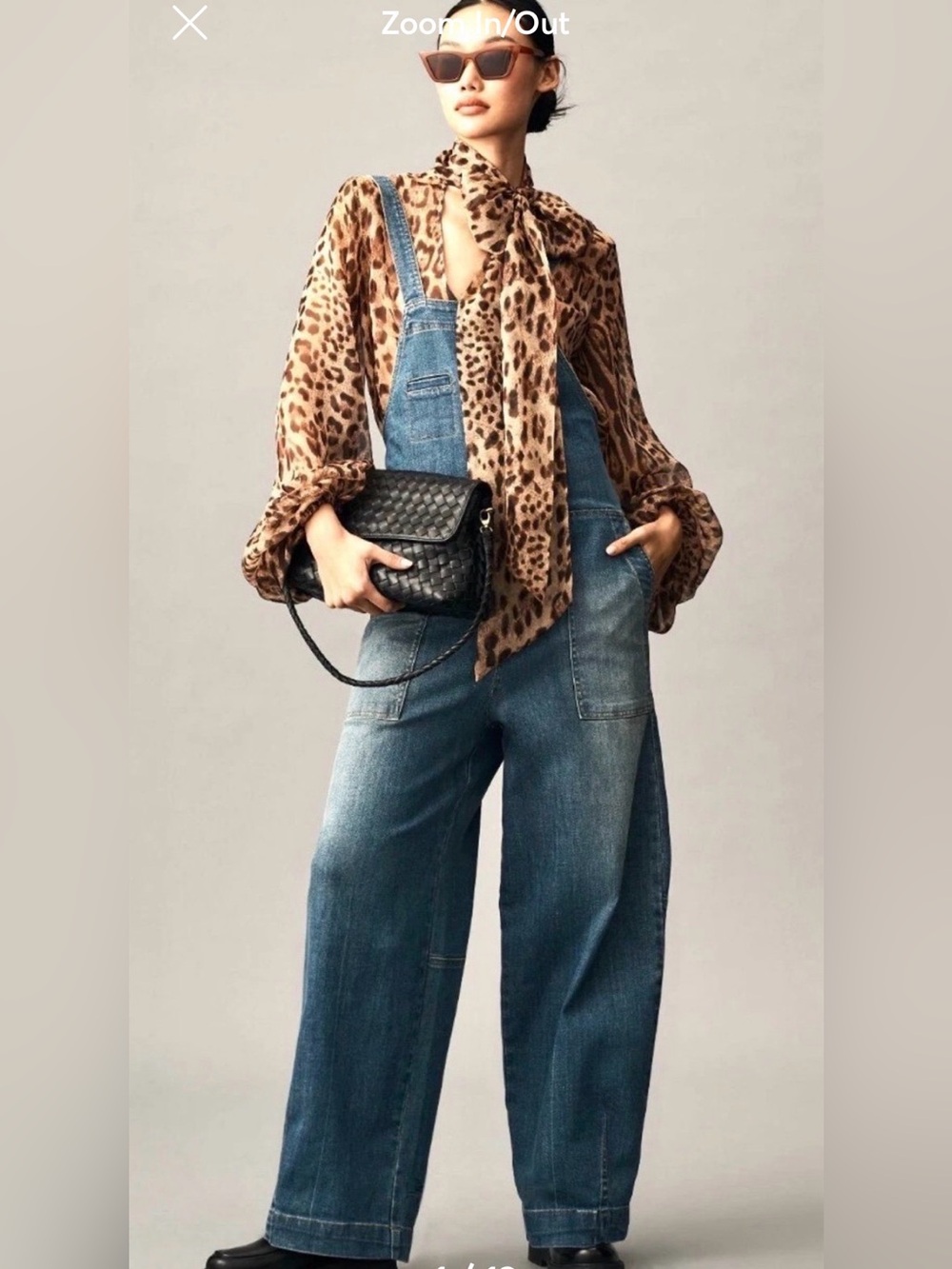 Pilcro Womens Blue Denim Wide-Leg Overalls
